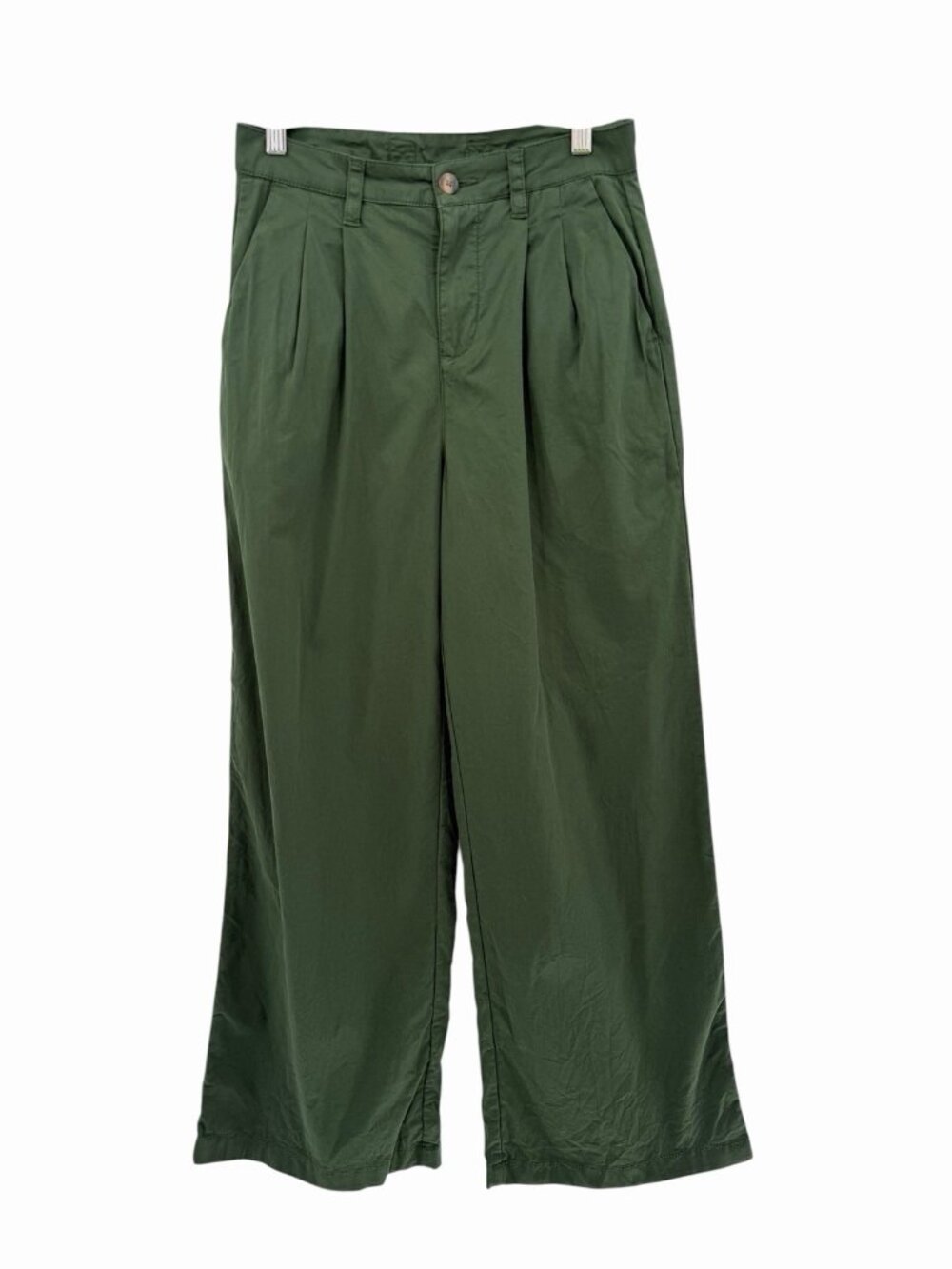 PACT Women's Green Boulevard Brushed Twill Organic Pleated Pants Small